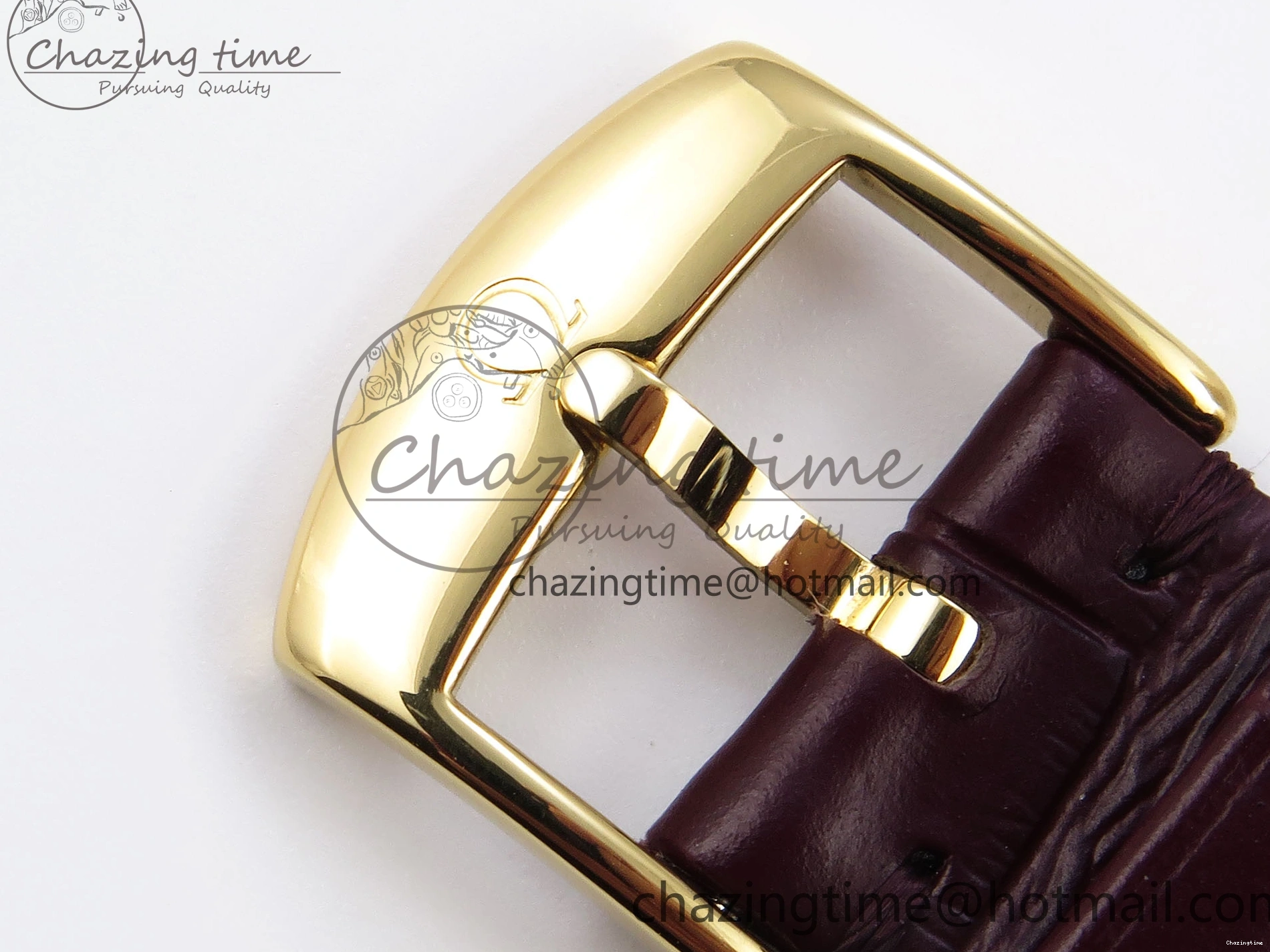 0421 De Ville Date YG MKF 1:1 Best Edition White Textured Dial Diamonds Marker on Brown Leather Strap A WaterResistant 7754